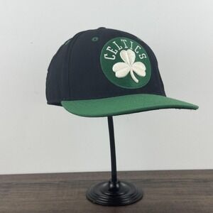 Boston Celtics Hat Cap Fitted Mens 7 5/8 Black Green NBA Basketball Adidas Wool